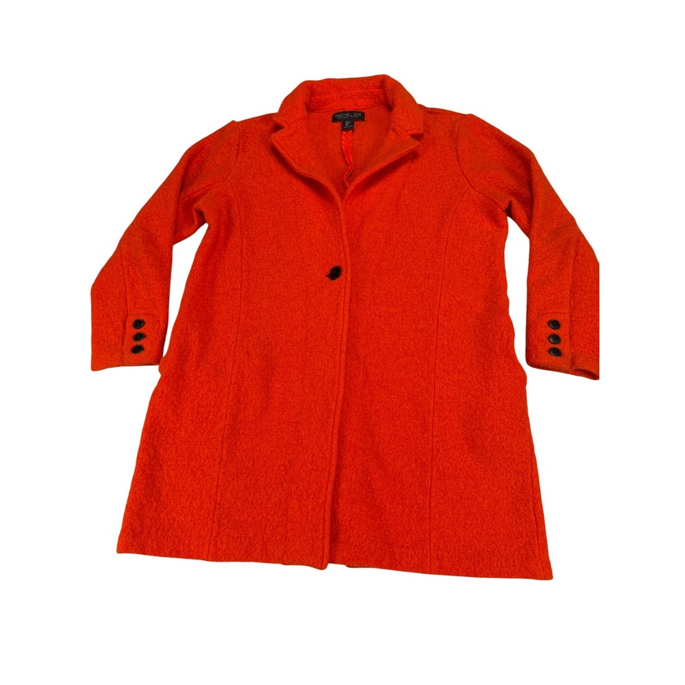 Rachel Zoe Womens Orange Wool Blend Single Button Notch Lapel Coat Size L